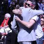 Adam Horovitz embraces manager John Silva. 